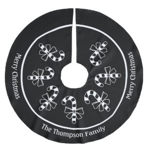 Jupon De Sapin En Polyester Brossé Sucres de canne minimalistes blancs en noir avec t