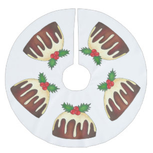Jupon De Sapin En Polyester Brossé Sugar Plum Pudding Christmas Holiday Dessert