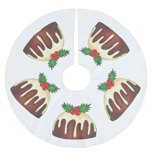 Jupon De Sapin En Polyester Brossé Sugar Plum Pudding Christmas Holiday Dessert (Devant)
