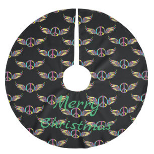 Jupon De Sapin En Polyester Brossé Symbole de paix hippie ailée Thunder_Cove