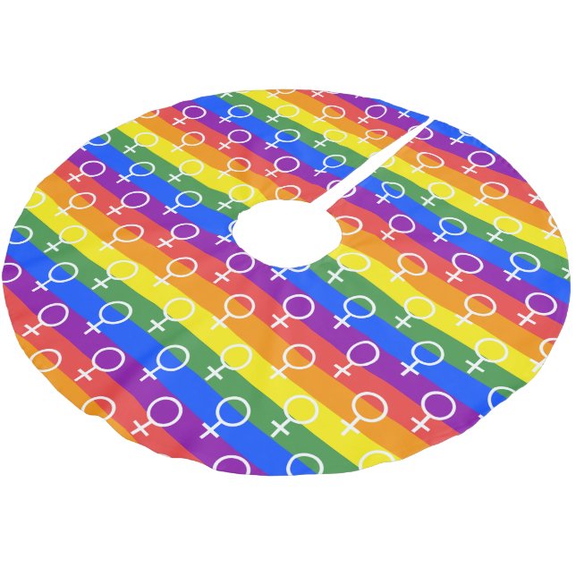 Jupon De Sapin En Polyester Brossé Symbole féminin Motif arc-en-ciel (Angle)