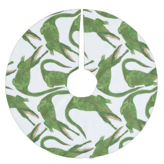 Jupon De Sapin En Polyester Brossé Tableau d'aquarelle blanc crocodile