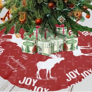 Jupon De Sapin En Polyester Brossé Tableau noir Croisé Flèche Moose Noël