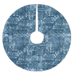 Jupon De Sapin En Polyester Brossé Tapa bleu marine : tissu tribal Abstrait