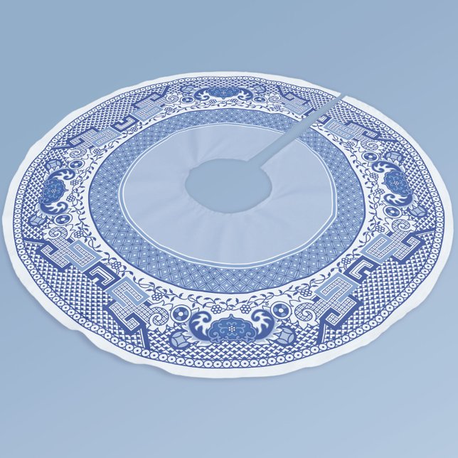 Jupon De Sapin En Polyester Brossé Tapis de arbre Saules Bleus Classiques (Créateur téléchargé)