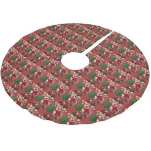 Jupon De Sapin En Polyester Brossé Tapis de base de l'arbre Rudolph en fil