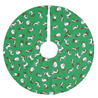 Jupon De Sapin En Polyester Brossé Tapis de base de sapin de dessin animé Jack Russel