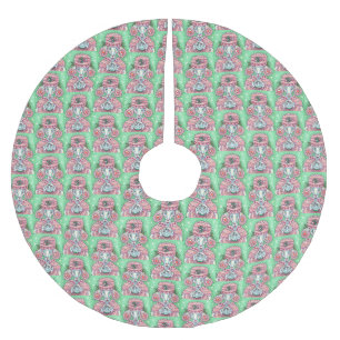 Jupon De Sapin En Polyester Brossé TAPIS DE NOËL À THÈME CANICHE ROSE MENTHE Répéter