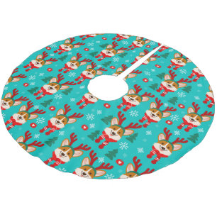 Jupon De Sapin En Polyester Brossé Tapis de Noël en forme de chien Corgi