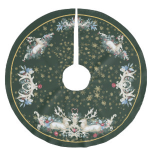 Jupon De Sapin En Polyester Brossé Tapis de Noël Fantaisiste Vintage Renne pour Sapin