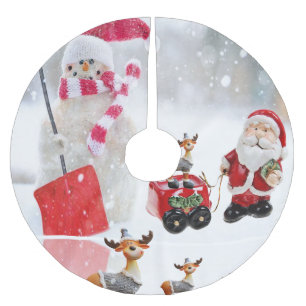 Jupon De Sapin En Polyester Brossé Tapis de Noël pour sapin