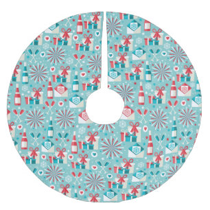 Jupon De Sapin En Polyester Brossé Tapis de Noël Rétro, Polyester Brosse
