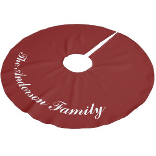 Jupon De Sapin En Polyester Brossé Tapis de Noël rouge personnalisé au nom de famille