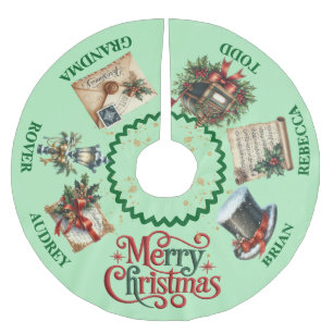 Jupon De Sapin En Polyester Brossé Tapis de Noël victorien avec noms