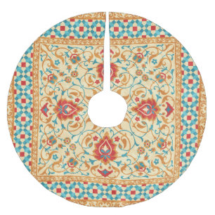 Jupon De Sapin En Polyester Brossé Tapis oriental, motif fleurie ornementale.