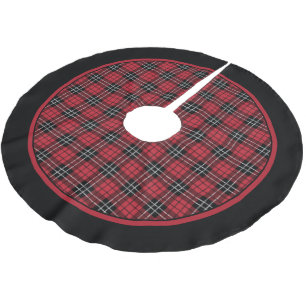 Jupon De Sapin En Polyester Brossé Tartan Jupe d'arbre à plaid rouge et noir