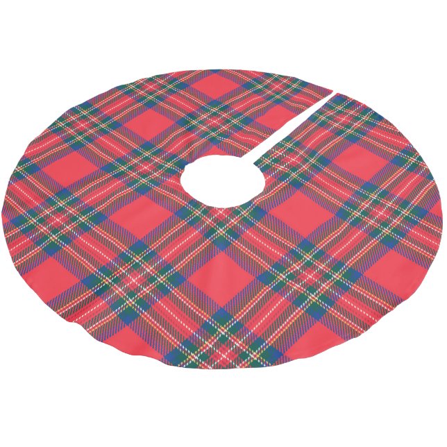 Jupon De Sapin En Polyester Brossé Tartan Plaid Red Classic Festive Noël (Angle)