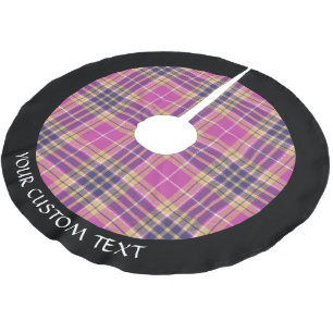 Jupon De Sapin En Polyester Brossé Tartan rose, or et bleu