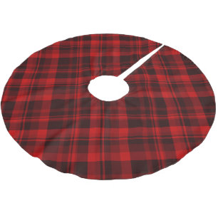 Jupon De Sapin En Polyester Brossé Tartan rouge rustique