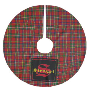 Jupon De Sapin En Polyester Brossé Tartan Royal Stewart Personnalisé Monogramme & Nom