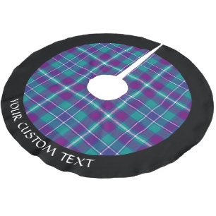 Jupon De Sapin En Polyester Brossé Tartan vert de mer, violet et bleu