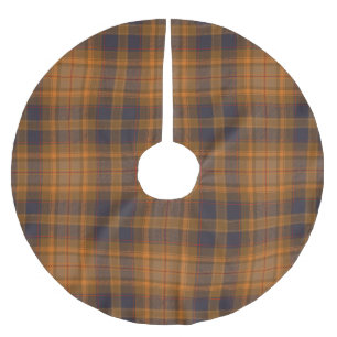 Jupon De Sapin En Polyester Brossé Tarte Brown orange foncée Tartan Plaid Noël