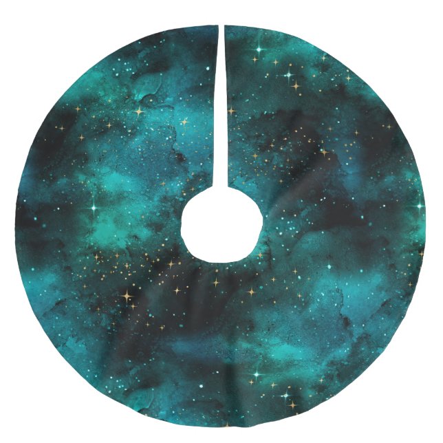 Jupon De Sapin En Polyester Brossé Teal galaxy Series Design 1 (Devant)