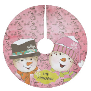 Jupon De Sapin En Polyester Brossé Tellement de Snowmen de vacances Jupe d'arbre