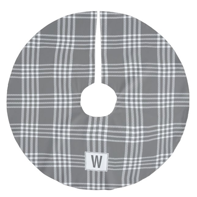 Jupon De Sapin En Polyester Brossé Téméraire Moderne de Noël Jupe Arbre Plaid (Devant)