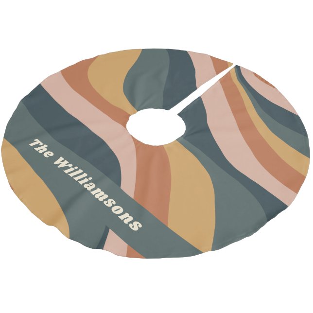 Jupon De Sapin En Polyester Brossé Terme Boho Wavy Lines Terracotta Personnalisé (Angle)