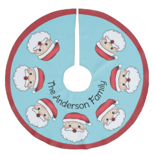 Jupon De Sapin En Polyester Brossé Tête de Père Noël de dessin animé heureux sur fond