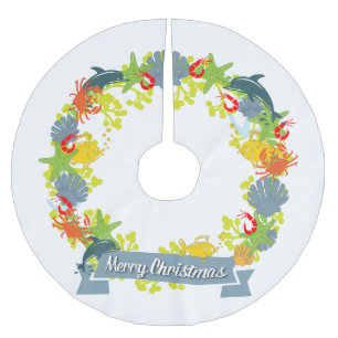 Jupon De Sapin En Polyester Brossé Thème nautique Jupe d'arbre de Noël