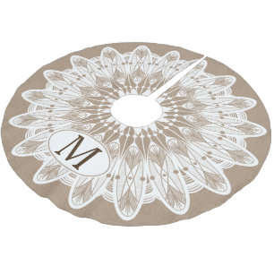 Jupon De Sapin En Polyester Brossé Toile de jute blanche moderne de Faux de mandala