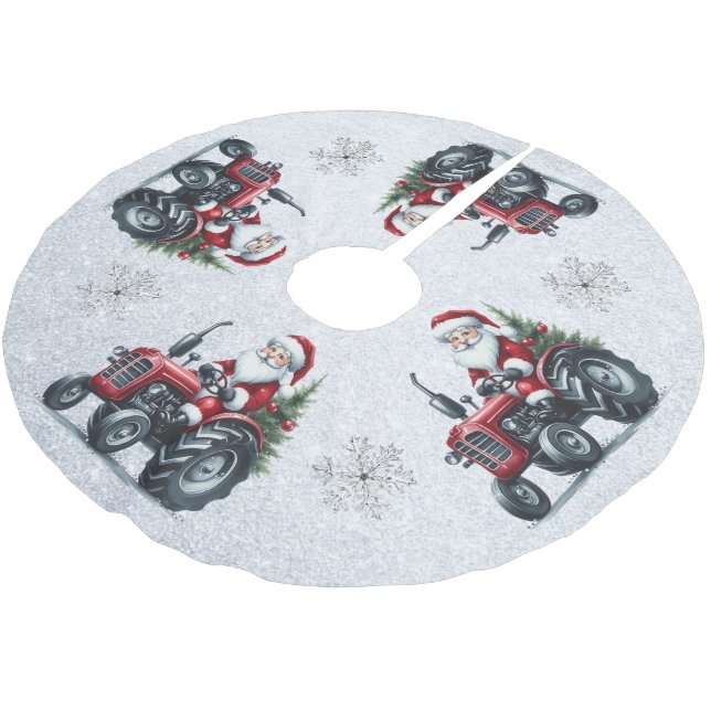 Jupon De Sapin En Polyester Brossé Tracteur Père Noël Tree Jupe (Angle)