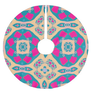 Jupon De Sapin En Polyester Brossé Traditionnel, patchwork péruvien, motif de tuiles