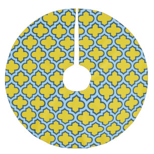 Jupon De Sapin En Polyester Brossé Trellis jaune et bleu bébé, treillis, Quatrefoil