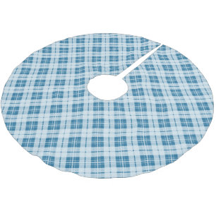 Jupon De Sapin En Polyester Brossé Trendy Light Blue Christmas tartan