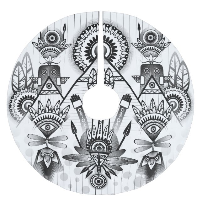 Jupon De Sapin En Polyester Brossé Tribal autochtone Abstrait (Devant)