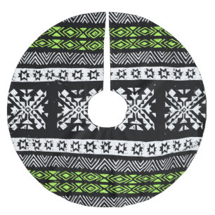 Jupon De Sapin En Polyester Brossé Tribal Navajo, motif noir blanc vert.