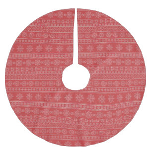 Jupon De Sapin En Polyester Brossé Tricot de Noël noir rouge blanc xmas neige
