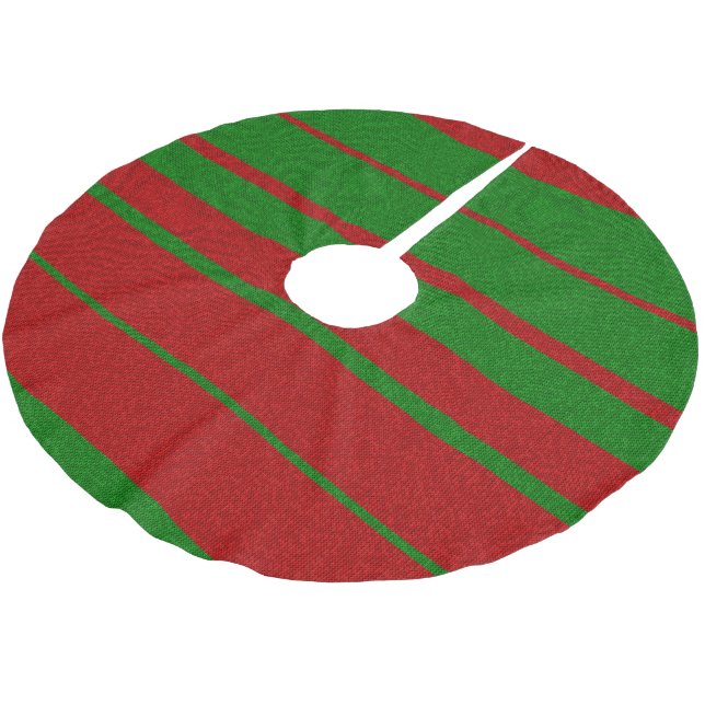 Jupon De Sapin En Polyester Brossé Tricot de Noël rouge et vert (Angle)