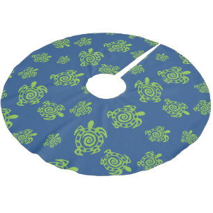 Jupon De Sapin En Polyester Brossé Turtle Green et Blue Print