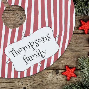 Jupon De Sapin En Polyester Brossé Typographie mignonne Whimsical Simple Red Stripes