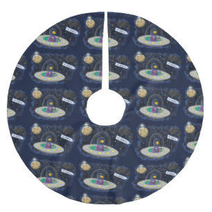 Jupon De Sapin En Polyester Brossé Un joli poisson heureux dans l'espace dessin animé
