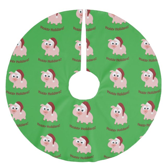 Jupon De Sapin En Polyester Brossé Vacances Génies ! père Noël Pig (Devant)