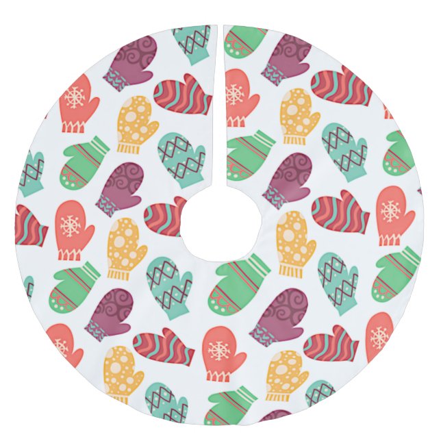 Jupon De Sapin En Polyester Brossé Vacances hiver Mittens (Devant)