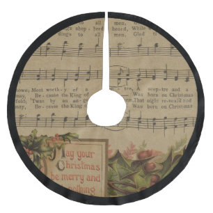 Jupon De Sapin En Polyester Brossé Vacances vintages de feuille de musique de Noël