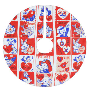 Jupon De Sapin En Polyester Brossé Valentine Retro Love Hugs Motif