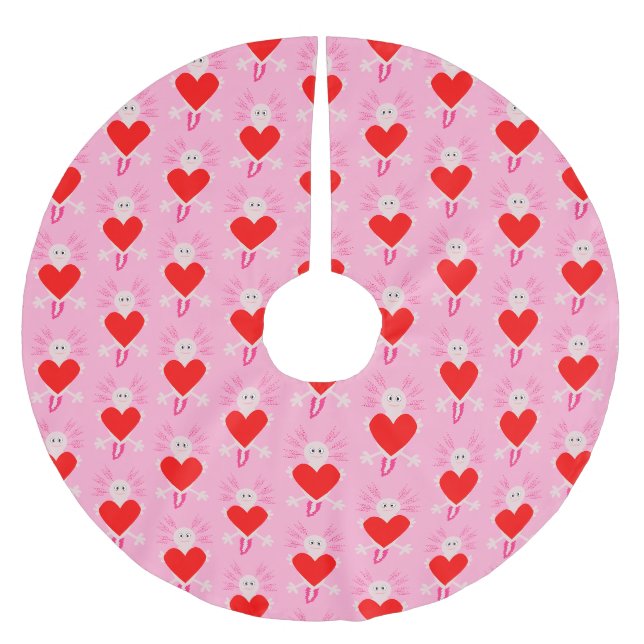 Jupon De Sapin En Polyester Brossé Valentines Jour Amour Coeur Axolotl (Devant)