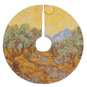 Jupon De Sapin En Polyester Brossé Van Gogh Olive Trees Soleil Jaune Ciel